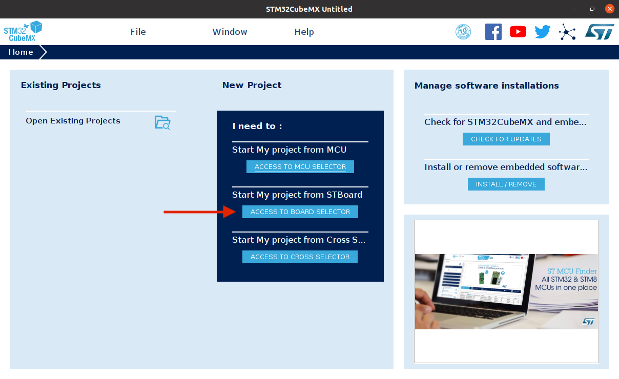 STM32CubeMX interface