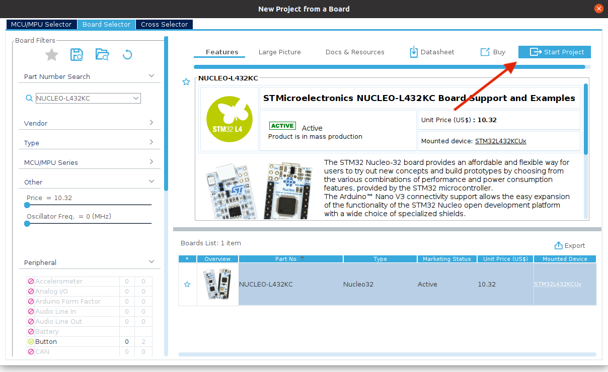 STM32CubeMX interface