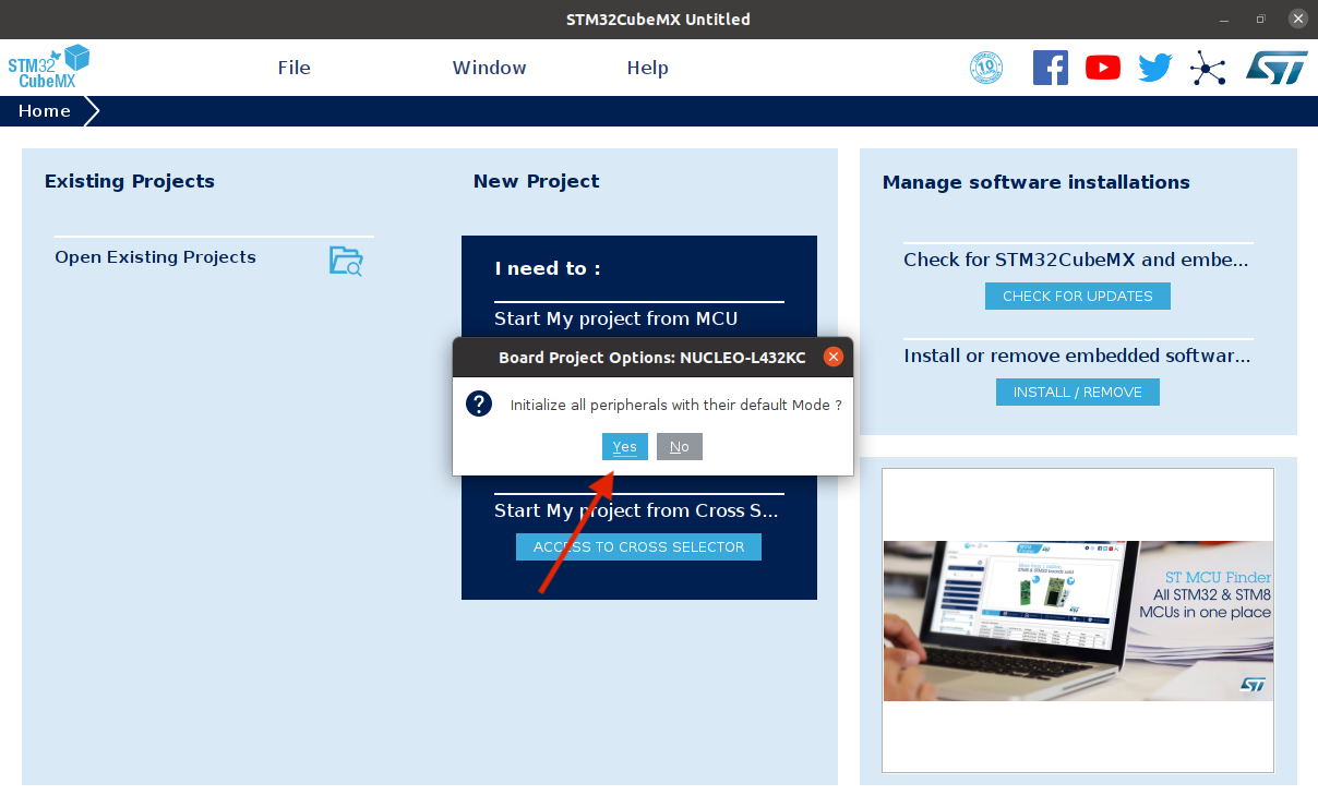 STM32CubeMX interface